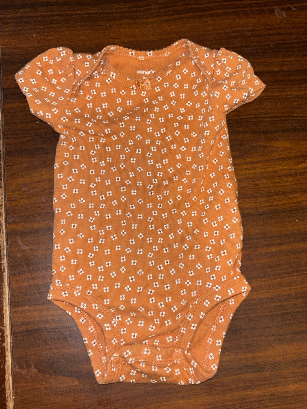 Carter's Burnt Orange Floral Ribbed Short Sleeve Tee